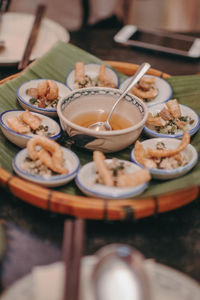 High angle view of food on table