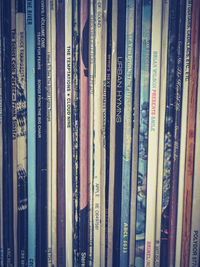 Full frame shot of books in shelf