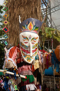 Close-up of multi colored decoration in traditional clothing