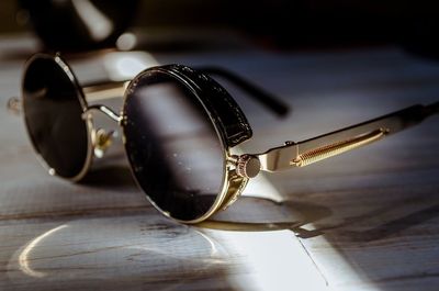 High angle view of sunglasses on table