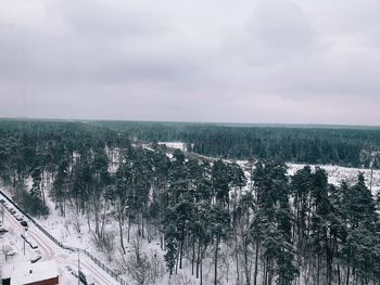 Scenic view of snow covered landscape against sky