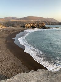 Scenic view of sea against clear sky