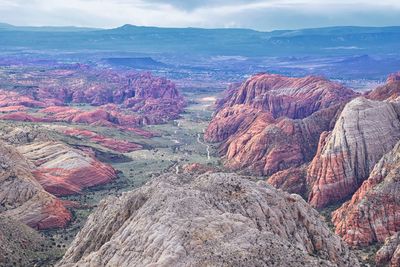 Aerial view of rock formations