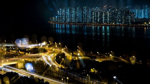 Illuminated city at night