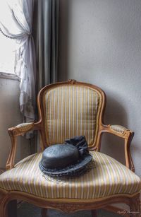 Close-up of chair at home