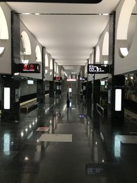 Interior of illuminated subway station