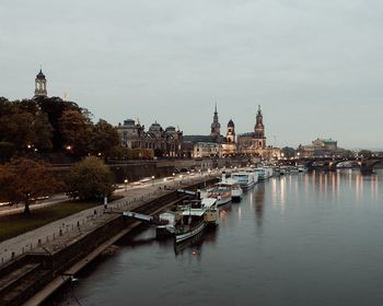 View of river along buildings