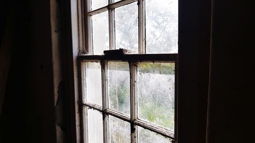 Close-up of window in abandoned house