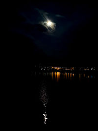 Scenic view of sea against sky at night