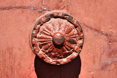 Close-up of rusty metal on wall