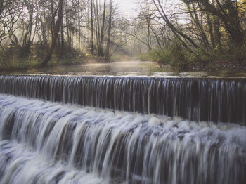 Scenic view of waterfall against trees