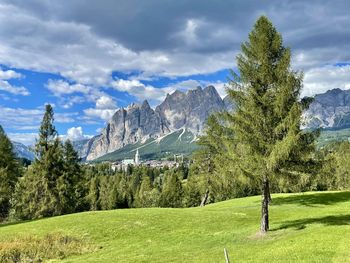 Panoramic view of landscape and mountains against sky