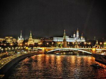 View of illuminated city at night