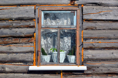 Window in a country house. kemerovo region, siberia, russia