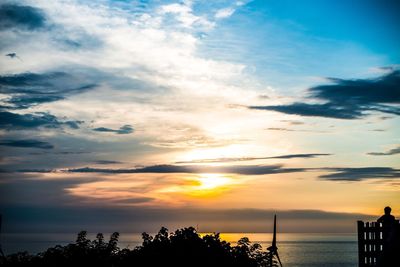 Scenic view of sea against dramatic sky