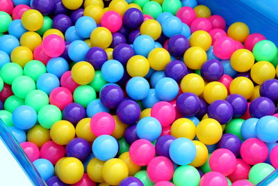 High angle view of multi colored balls