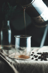 Close-up of drink in glass on table