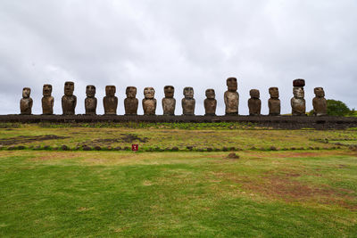 Moai statues at ahu tongariki easter island rapa nui