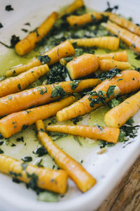 Healthy roasted carrots on plate