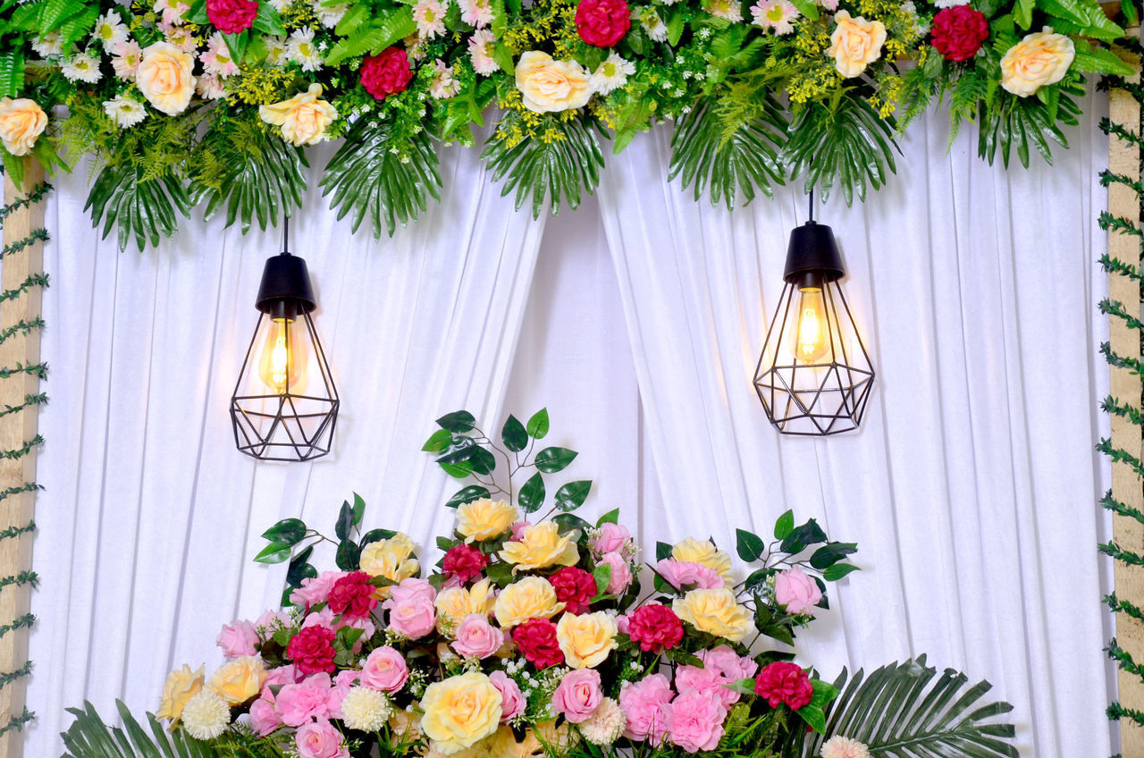 POTTED PLANTS AND FLOWER VASE HANGING ON WALL