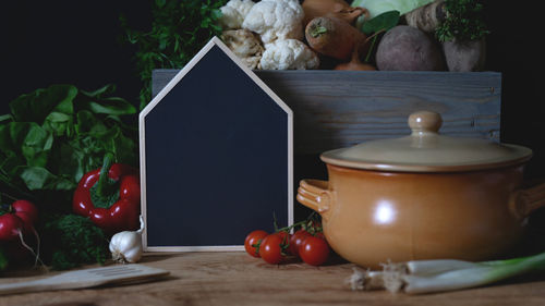 Fruits and vegetables on table