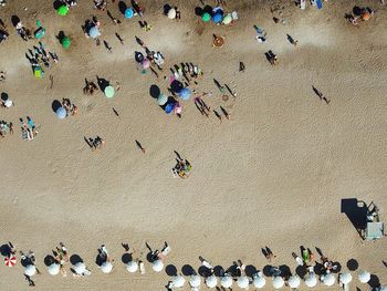 High angle view of people at beach