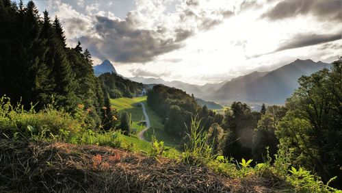 Scenic view of mountains against sky