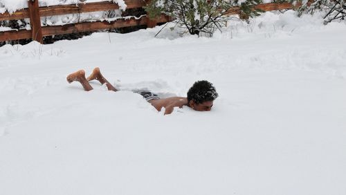 Man on snow field