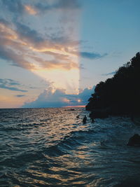 Scenic view of sea against sky during sunset