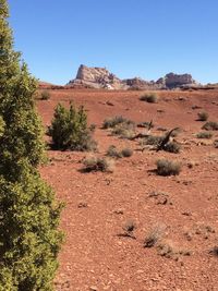 Desert against clear sky