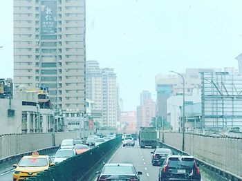 Traffic on road in city