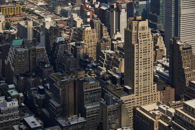 High angle view of buildings in new york