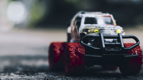 Close-up of toy car