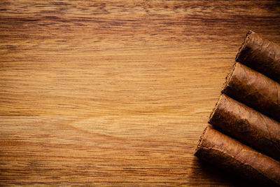 Close-up of old wooden table