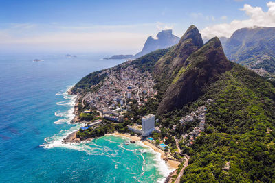 High angle view of tourist on beach