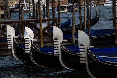 Boats moored in canal