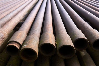 Full frame shot of pipes on field
