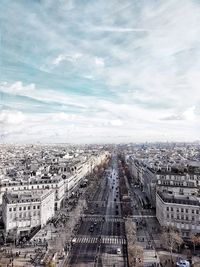 High angle view of cityscape against sky