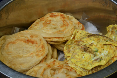 High angle view of serving food in plate