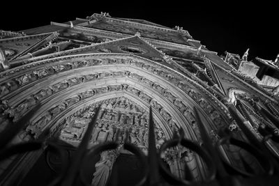 Low angle view of temple at night