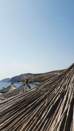 Scenic view of landscape against clear blue sky