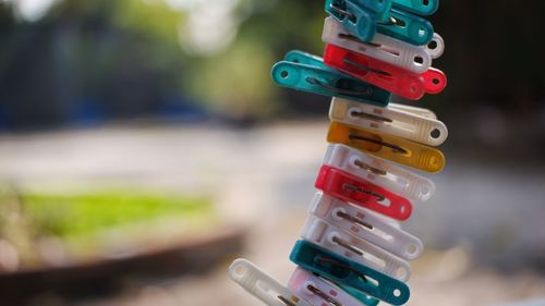 Close-up of toys on table