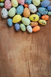 High angle view of easter eggs on table