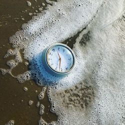 High angle view of water on table