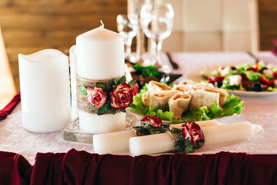 Close-up of tea served on table