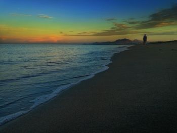 Scenic view of beach during sunset