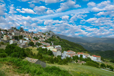 Panoramic view of pietrabbondante, a village of molise region in italy.