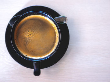 High angle view of coffee on table