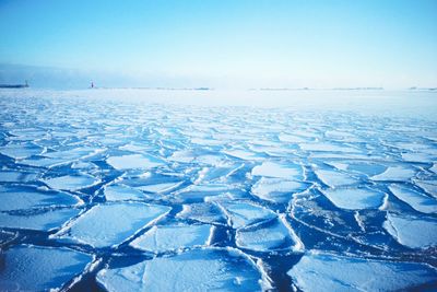 Scenic view of frozen sea against clear sky