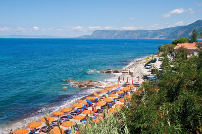 High angle view of beach against sky